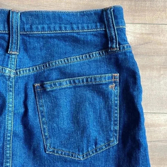 Madewell Raw Hem Step Hem Edition Medium Wash Stretch Denim Mini Skirt Size 27 - Picture 10 of 12